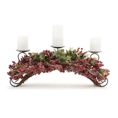 Houzbling Pine And Berry Centerpiece 31"l X 11"h Plastic In Red