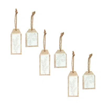 Houzbling Pine Branch Tag (set Of 6) 3.35"l X 5.25"h, 2.75"l X 6.75"h Resin
