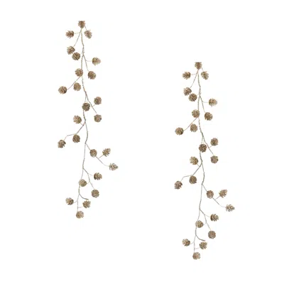 Houzbling Pine Cone Garland 5'l (set Of 2) Plastic In Gold