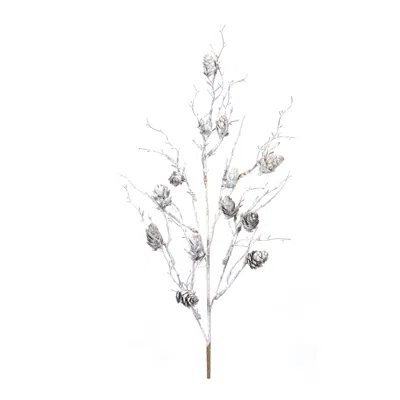 Houzbling Pine Cone Spray (set Of 6) 31"h Plastic/cone In White