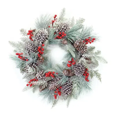 Houzbling Pine/berry/cone Wreath 27"d Plastic In Multi