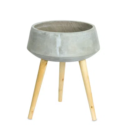 Houzbling Planter On Legs 13.25" X 17.5"h Cement In Blue