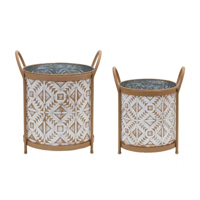 Houzbling Planter (set Of 2) 7.5"d X 10.75"h, 9"d X 12.75"h Metal In Black