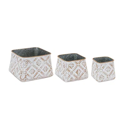Houzbling Planter (set Of 3) 4.5"l X 4.25"h, 5.75"l X 4.75"h, 8"l X 5.25"h Metal In Blue