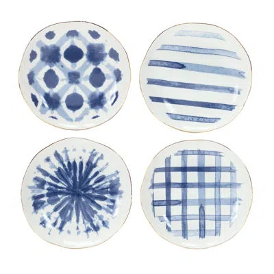 Houzbling Plate (set Of 4) 7"d Ceramic In Blue