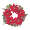 Houzbling Poinsettia And Pine Wreath 24.5"d Polyester