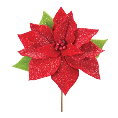 Houzbling Poinsettia Stem (set Of 2) 19.75"h Polyester In Red