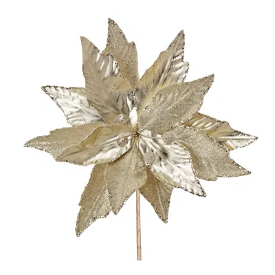Houzbling Poinsettia Stem (set Of 6) 23"h Polyester In Gold