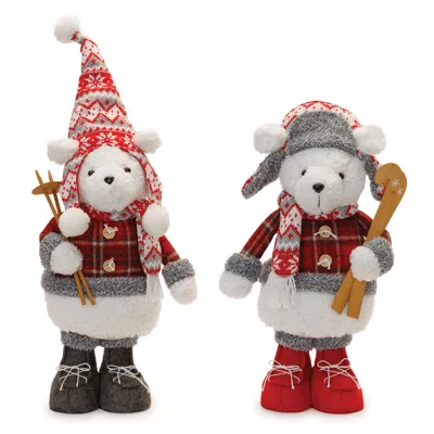 Houzbling Polar Bear W/skis (set Of 2) 17.5"h, 24"h Polyester In Black