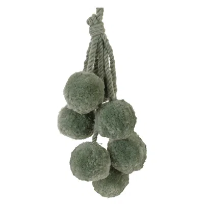 Houzbling Pom Pom Ornament Drop (set Of 4) 14.5"h Polyester In Gray