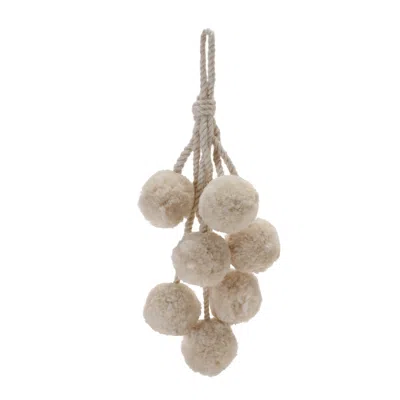 Houzbling Pom Pom Ornament Drop (set Of 4) 14.5"h Polyester In Neutral