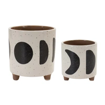 Houzbling Pot (set Of 2) 4.25"d X 4.5"h, 5.5"d X 6"h Dolomite In Blue