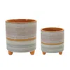 Houzbling Pot (set Of 2) 4.25"d X 4.5"h, 5.5"d X 6"h Dolomite