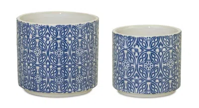 Houzbling Pot (set Of 2) 4.25"d X 4"h, 5"d X 4.75"h Ceramic In Multi