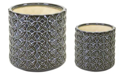 Houzbling Pot (set Of 2) 4.5"d X 4.5"h, 6.5"d X 6.25"h Terra Cotta In Gray