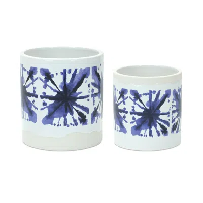 Houzbling Pot (set Of 2) 4.5"d X 5"h, 5.5"d X 6"h Ceramic In White