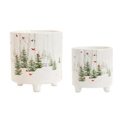 Houzbling Pot (set Of 2) 4.5"h, 6"h Dolomite In White