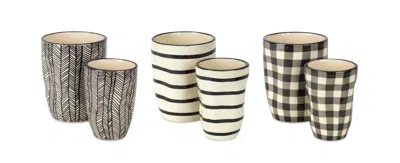 Houzbling Pot (set Of 6) 2.75"d X 4.25"h, 3.75"d X 5"h Dolomite In Black