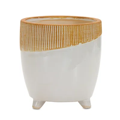 Houzbling Pot W/legs 7"h Terra Cotta In White