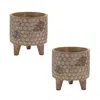 Houzbling Pot W/legs (set Of 2) 5"d X 5.25"h Resin