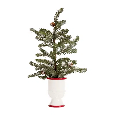 Houzbling Potted Tree W/snow (set Of 2) 20"h Plastic/snow