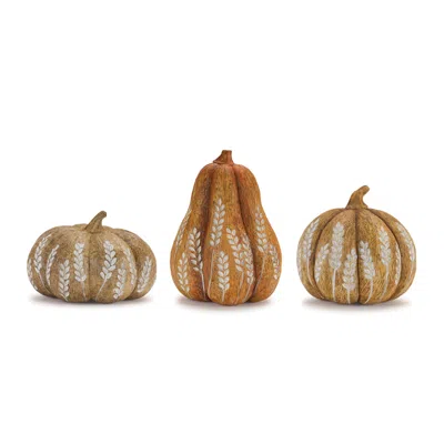 Houzbling Pumpkin (set Of 3) 4.5"h, 6"h, 7.5"h Resin In Brown