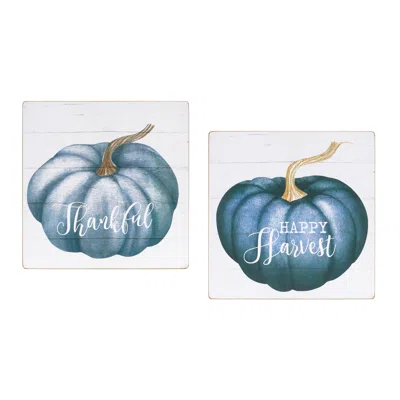 Houzbling Pumpkin Sign (set Of 4) 16"sq Mdf In Black