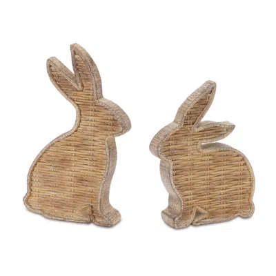 Houzbling Rabbit Outline (set Of 2) 7.25"h, 9"h Resin In Multi
