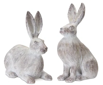 Houzbling Rabbit (set Of 2) 15"h, 17"h Resin In Blue