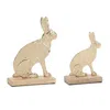 Houzbling Rabbit (set Of 2) 6"h, 8"h Aluminum/wood