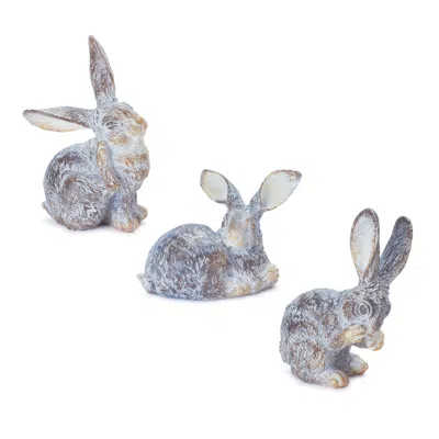 Houzbling Rabbit (set Of 3) 3.75"h, 5"h, 5.25"h Resin In Blue