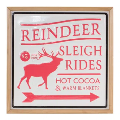 Houzbling Reindeer/sleigh Rides Sign 15.5"sq Metal/wood