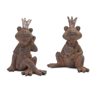 Houzbling Royal Frog (set Of 6) 4.5"h Resin In Brown