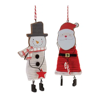 Houzbling Santa And Snowman Ornament (set Of 12) 6.5"h Mdf