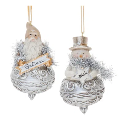Houzbling Santa And Snowman Ornament (set Of 6) 4.5"h Resin