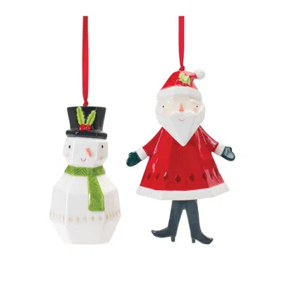 Houzbling Santa And Snowman Ornament (set Of 6) 4.75"h, 6"h Dolomite