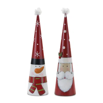 Houzbling Santa And Snowman (set Of 2) 25"h Iron