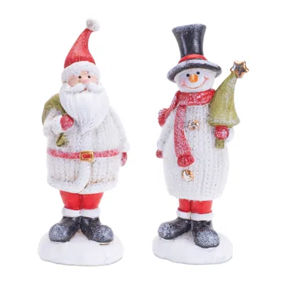 Houzbling Santa And Snowman (set Of 6) 6.5"h Resin