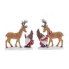 Houzbling Santa Gnome W/deer (set Of 2) 11"h Resin