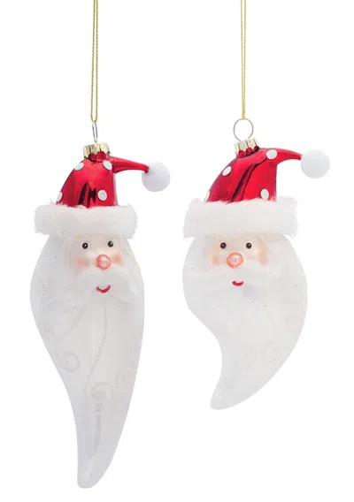 Houzbling Santa Head Ornament (set Of 6) 6.25"h, 7"h Glass
