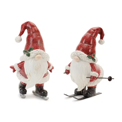 Houzbling Santa On Skis And Skates (set Of 2) 6.25"h, 6.75"h Resin