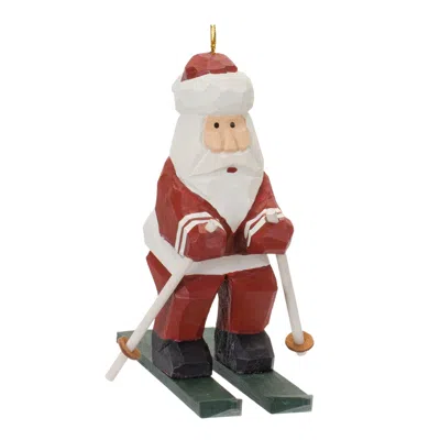 Houzbling Santa On Skis Ornament (set Of 6) 5.25"h Wood