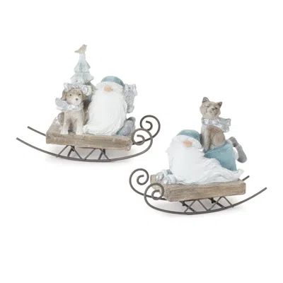 Houzbling Santa On Sled (set Of 2) 5"h Resin In Black