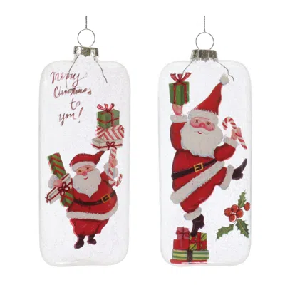 Houzbling Santa Ornament (set Of 12) 6"h Glass