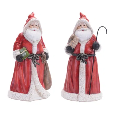 Houzbling Santa (set Of 2) 12.5"h Terra Cotta In Red