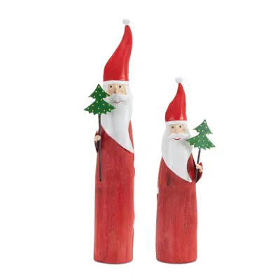 Houzbling Santa (set Of 2) 13.25"h, 18"h Wood/iron