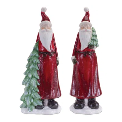 Houzbling Santa W/tree (set Of 2) 11.25"h Terra Cotta