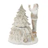 Houzbling Santa W/tree (set Of 2) 7"h Resin 3 Aaa Batteries, Not Included
