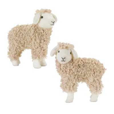 Houzbling Sheep (set Of 2) 9.5"l X 10.5"h, 9"l X 10.75"h Foam/fabric In Blue