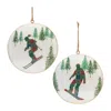 Houzbling Ski And Snowboard Disc Ornament (set Of 6) 6"h Iron